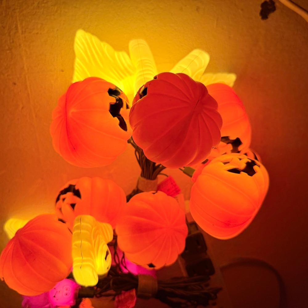 Halloween String Lights Orange Pumpkin Ghost Bat Spooky Retro